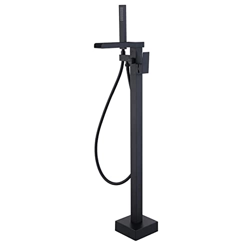 SdaryWare Robinet de Baignoire Cascade, mitigeur Bain-Douche sur Pied en Laiton, mitigeur Bain-Douche avec pommeau de Douche, mitigeur Bain-Douche sur Pied Noir Mat, mitigeur Bain-Douche Cas