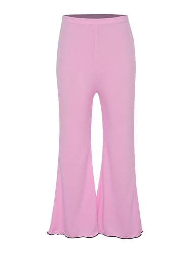 Jugaoge Kids Girls Ribbed Flared Leggings High Waist Bell-Bottomed Bootcut Yoga Pants Casual Solid Pants3