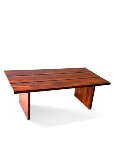 Image of Modern Sheesham Wood Coffee Table for Living Room | Wooden Center Table with Wide Top | Contemporary Tea Table Furniture for Home | Stylish Cocktail Table for Lounge & Apartment Decor | Dark Brown