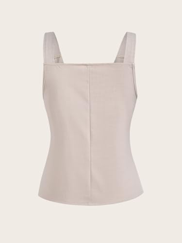 Women's Bow Button Up Vest Top V Neck Sleeveless Fitted Split Hem Tops2