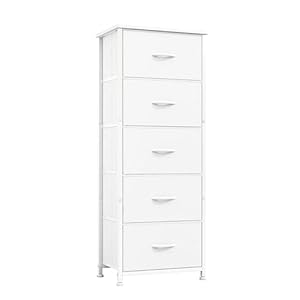 CAIYUN 5 Drawer Tall Dresser, Dresser for Bedroom Entryway Hallway, Closet Storage Drawer, Commode De Chambre, Armoire De Rangement, White