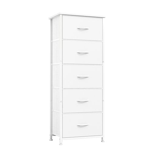 CAIYUN 5 Drawer Tall Dresser, Dresser for Bedroom Entryway Hallway, Closet Storage Drawer, Commode De Chambre, Armoire De Rangement, White