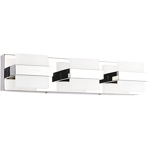 Image of SOLFART 3 Lights Chrome Bathroom Lights Over Mirror Modern LED Vanity Light Bathroom Vanity Lighting Fixtures 20 inch White Light Non Dimmable