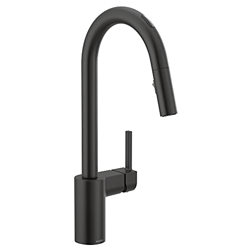 Moen 7565EVBL Align Smart Touchless Pull Down Sprayer Kitchen Faucet with Voice Control and Power Boost, Matte Black