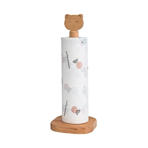 Portarrollos de cocina de madera, soporte para rollos de cocina, diseño con animales pequeños, soporte para rollos de papel de madera, para cocina y comedor (estilo gatito) Cover
