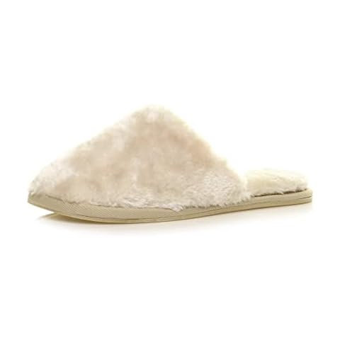 AJVANI Fluffy Fur Lined Mule Slippers Cover