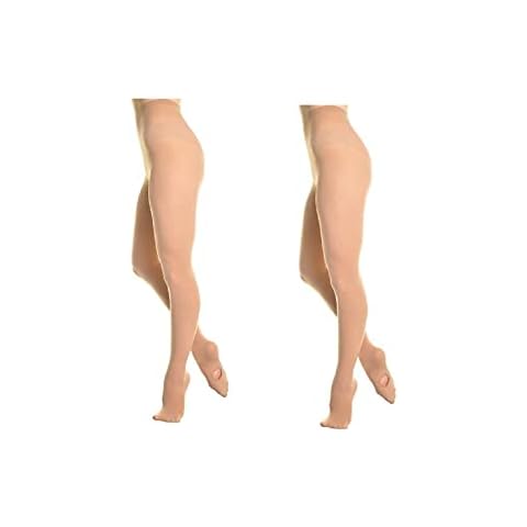 Mytoptrendz® Ballet Dance Tights for Daily Practice Ultra Soft Convertible Transition Footed Tights for Womens -2 PAIR (Adult- Small, Tan) Cover