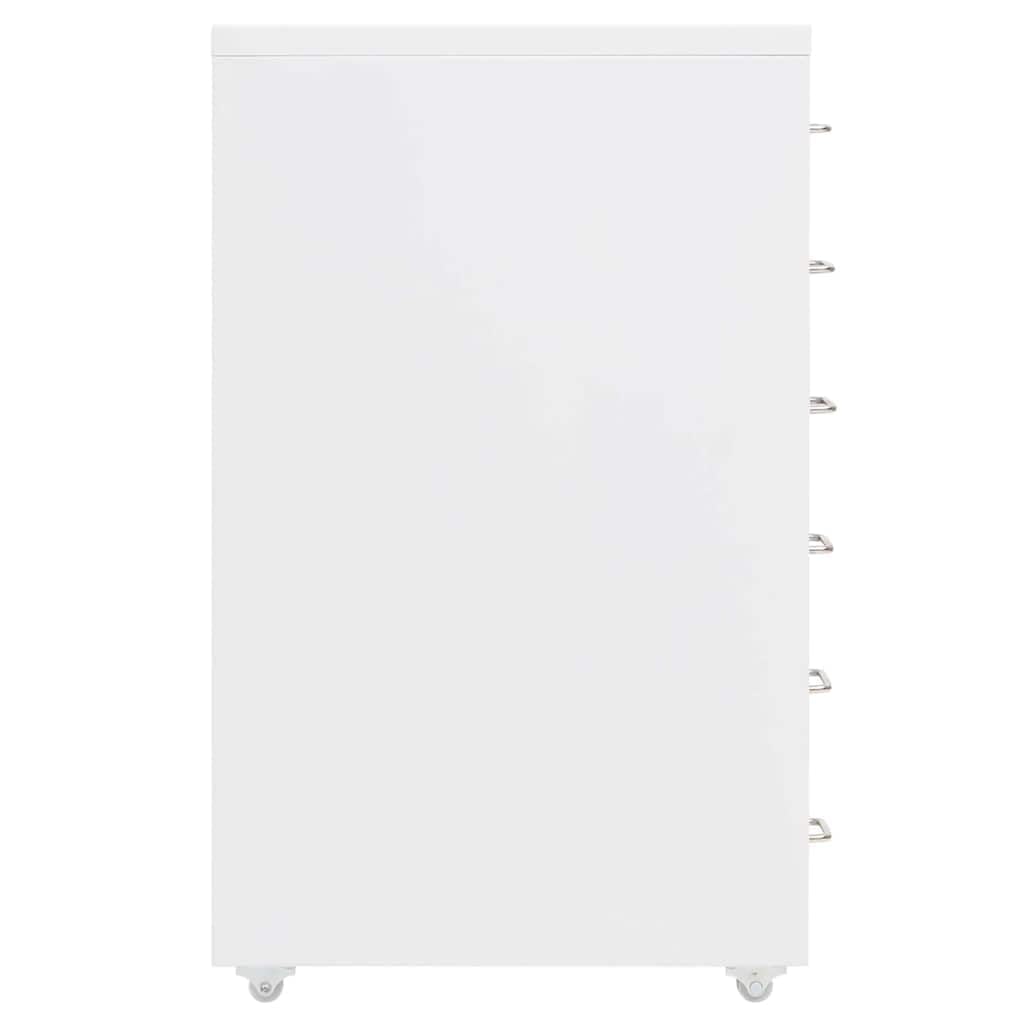 Armadietto per documenti con ruote, in metallo, 28 x 41 x 69 cm, 6 cassetti, per ufficio, casa, con supporto per targhetta per il nome e facile da spostare per ordine e riporre