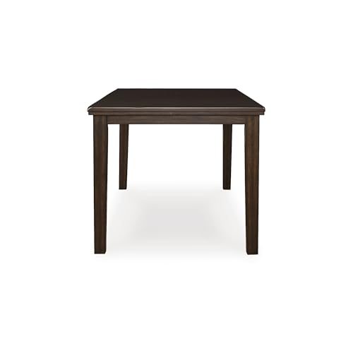 Image of Signature Design by Ashley Haddigan Casual Counter Height Dining Extension Table with Distressed Finish, Dark Brown