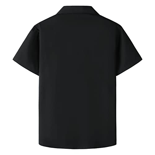 Jogal Boys Guayabera Shirts Cuban Short Sleeve Casual Button Down Beach Shirt Black 10 #TOP1