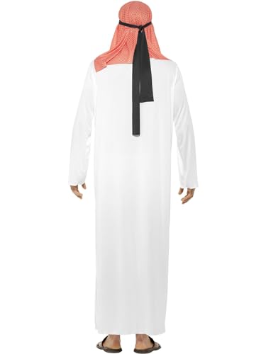 Smiffys Fake Sheikh Costume, White with Long Tunic & Headdress, Around The World Fancy Dress, Around The World Dress Up Costumes