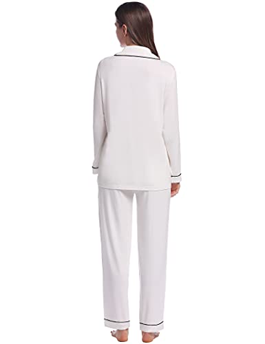 Image of Joyaria Women's Cooling Bamboo Viscose Pajama Set Long Sleeve Button Front | Hot Sleeper Comfort . Cooling Relief . Lightweight Feel for Sleeping & Lounging