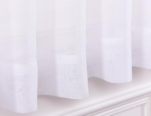 Image of White Sheer Curtains 54 Inches Long 2 Panels, Tulle Drops Window Panels with Rod Pocket, Lightweight Sheer Curtains for Bedroom, Living Room, Elegant and Airy Design for Modern Homes 52 inchW x 54 inchL