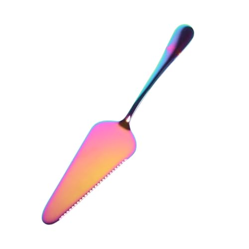 SECFOU Pala per Torta in Acciaio Inox 304 Lama Seghettata Pala da Forno Colorata Placcata Titanio per Pizza e Crema di Formaggio Utensile da Cucina Ergonomico per Dolci e Torte