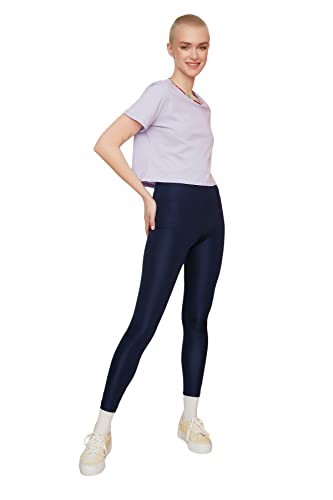 Leggings para mujer Trendyol estilo disco en tejido de punto color azul marino