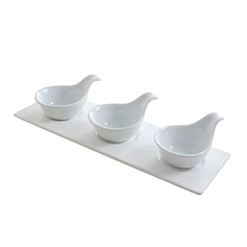 Unomor 1 Set 4pcs Caviar Spoon Snack Serving Dishes Mini Scoop Handle Spoons Serving Bowls Appetizer Serving Tray Snack Tray Vinegar Bowl Japanese Spoon Dip Bowls Sauce Ceramics White