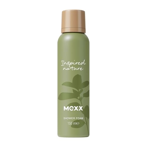 Mexx Inspired Nature   Espuma de ducha aromática para pieles sensibles con propiedades de aligeramiento del estado de ánimo, 150 ml