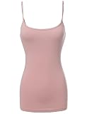 Made by Emma Basic Solid Long Length Adjustable Spaghetti Strap Tank Top Mauve M