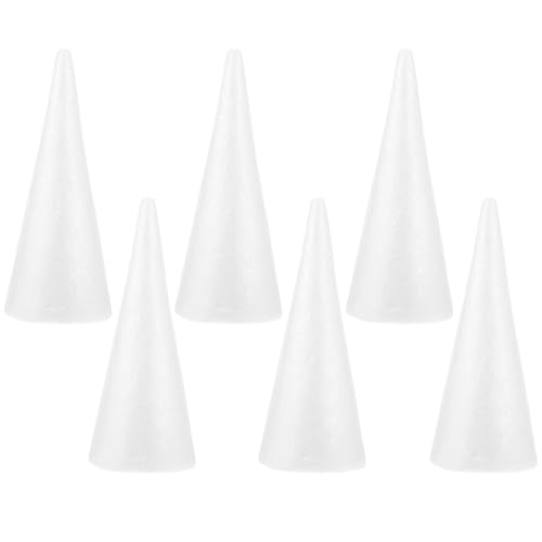 6Pcs White Foam Cone DIY Craft Accessories for Boy Girl for Christmas Decorations Educational Toy for Imagination and Creativity