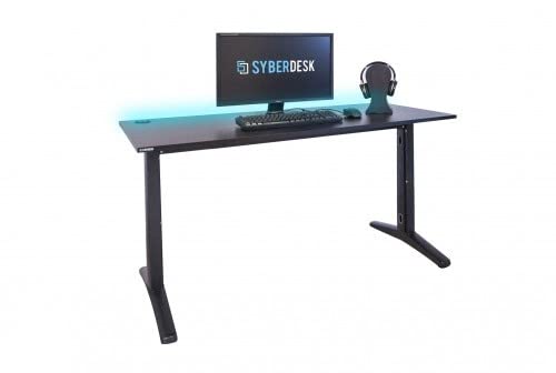 Escritorio para juegos SyberDesk Escritorio de juegos para Gamers 139 cm x 68 cm - Ultra - HUB USB integrado - Escritorio con luces LED - Mando a distancia para cambiar 16 colores - Super estabilidad Cover