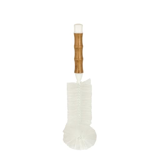 Image of HIC Kitchen Water Bottle Brush, Natural Bamboo with Non-Scratch Bristles, Set of 2