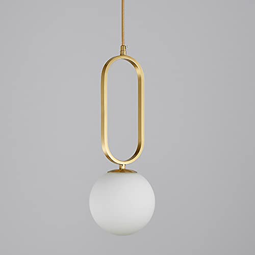 Lámpara colgante de vidrio globe de 1 luces dorada para techo de baño y cocina 7