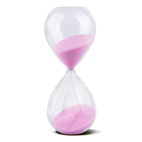 HoveBeaty Hourglass, Hand-Blown Sand Timer Set for Time Management 15 Minutes Durable Glass Construction (15 min, Pink)