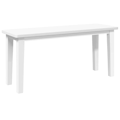 Banc d'intérieur en bois d'hévéa massif blanc de 90 cm de vidaXL, avec pieds en bois, stable et résistant, polyvalent pour les repas ou comme siège d'appoint, facile à nettoyer