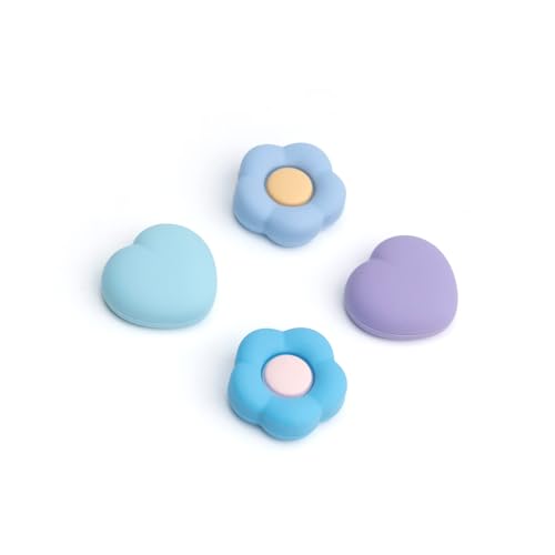 Image of GeekShare Silicone Joy Con Thumb Grip Caps, Joystick Cover Compatible with Switch /OLED /Switch Lite,4PCS - Heart & Flower (Blue&Purple)
