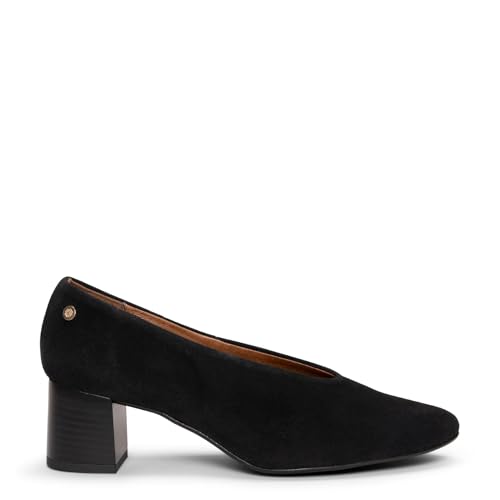 miMaO Zapatos con esconte en V y tacón Ancho de Piel en Negro, EU 39