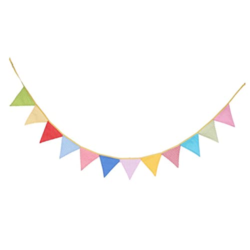 HOLIDYOYO 12pcs Triangle Banner Dotted Flags for Party Decorations Cotton 2.2m Patriotic Decor Outdoor Party Bunting