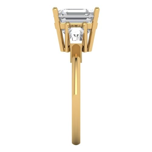 Clara Pucci Yellow/Rose/White 14k Solid Gold 3 stone anniversary Engagement Promise Bridal Ring - 3Ct Asscher Cut Simulated Diamond3