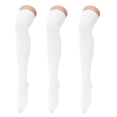 Image of Century Star 3 Pairs Thigh High Socks for Women Over the Knee High Socks Triple Stripe Long Stockings Thigh Highs Leg Warmer