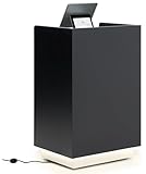 Displays2go Hostess Stand w/ Illuminated Color-Changing Base, Locking Drawer, Shelf - Black (ELCW)