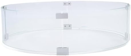 RASTKY Round Tempered Glass Fire Pit Wind Guard for Clear Mystical/Fantasy Shield, 650mm Diameter 6mm Thickness, Easy Installation for Outdoor Firepit