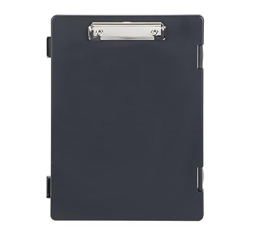 MAUL Portapapeles A4 carpeta de documentos A4 con caja de almacenamiento para bolígrafo, papel y bloc de notas, apertura lateral, adecuado para mochila, maletín y mochila escolar, color negro