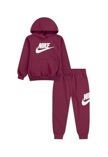 Image of Nike Kids' Sportswear Club Fleece Pullover Hoodie and Joggers 2-Piece Outfit Set (Large Swoosh Logo)