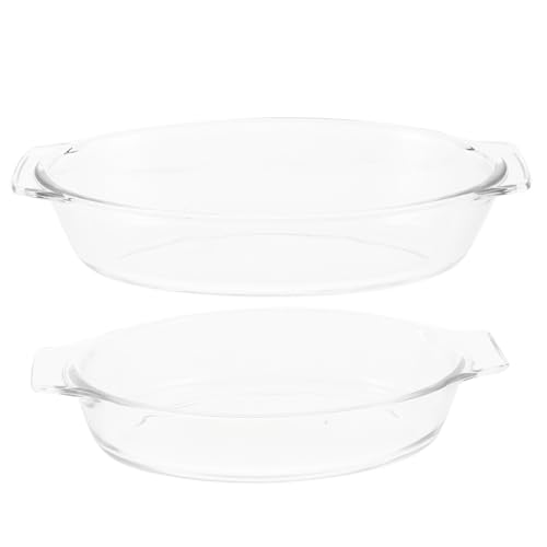 iplusmile 2 piezas Platos para Servir de Vidrio Resistentes al Horno y Microondas de Ovaladas con Asas Bandejas para Cocinar al Vapor y Hornear para Aperitivos y Alimentos Calientes