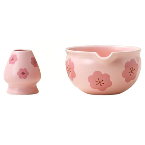 Hipzeepo 2 Tradicionales Japoneses para Matcha y Batidor, para Mesa, Ceremonia del Té, Regalo de Fiesta, Color Rosa de Nieve.