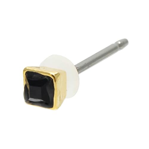 Piena ピアス レディース チタン製ポスト 片耳用 1個売り ラインストーン シンプル 小さめ セカンドピアス ファーストピアス 金属アレルギー対応 (ゴールド/ジェット)