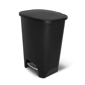 Glad 20 Gallon Trash Can – Plastic Kitchen Waste Bin with Odor Protection of Lid – Hands Free with Step On Foot Pedal and Garbage Bag Rings, Black
