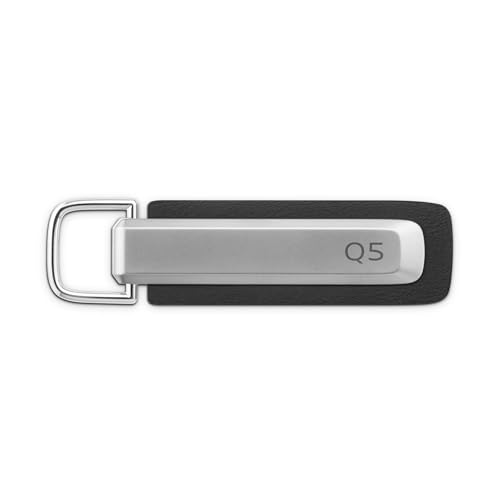 Audi 3182501200 Key Ring Key Ring with Q5 Lettering and Audi Rings Logo, Silver/Black