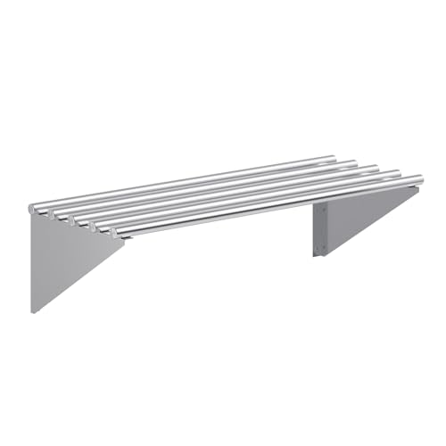 Image of AmGood 14 in. x 36 in. NSF Stainless Steel Tubular Wall Shelf | Heavy-Duty Metal Shelving for Appliances & Equipment | Ideal for Kitchen, Restaurant, Garage, Laundry, Utility Room