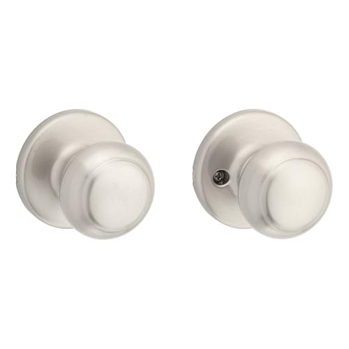 Image of Kwikset Cove Interior Passage Door Knob, Handle For Closet and Hallway Doors, Non-Locking Doorknob in Satin Nickel, with Microban Protection