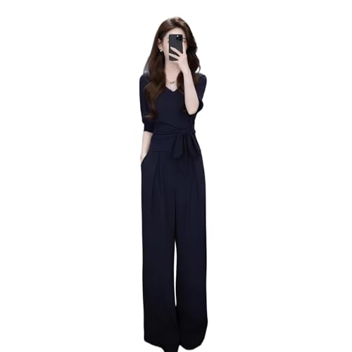 Conjunto palazzo de mujer con lazo frontal y estilo coreano elegante