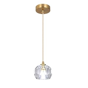Modern Crystal Pendant Light, Single G9 Crystal Chandelier Light Fixture for Bedroom, Adjustable Length Led Crystal Flush Mounted Ceiling Light Island Roof Pendant Lamp for Living Room(1pc Ball)