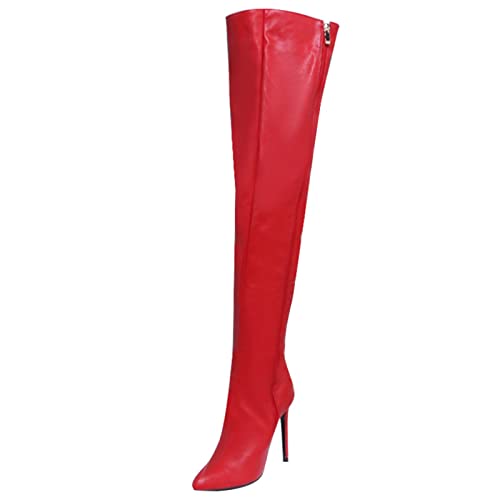 Bottes au-dessus du genou grande taille bout pointu et zip latéral