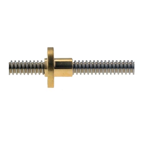 Metal Ball Screw nut 3pcs Trapezoidal Rod Lead Screw Thread 8mm T8 Pitch 1mm Lead 1mm Length 100mm-500mm with Brass Nut(500mm)