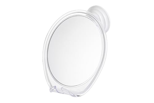 HONEYBULL Fogless Shower Mirror with Suction Mount & Swivel – Anti-Fog Acrylic Bathroom Mirror for Shaving – Built-in Razor Holder