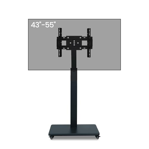 KEINONE Mobile Stand for 43-55 Inch Digital Signage, Rotated Stand with Four Lockable Wheels for Smart Board, Height Adjustable Mobile Cart for Restaurant Stores Commercial Display